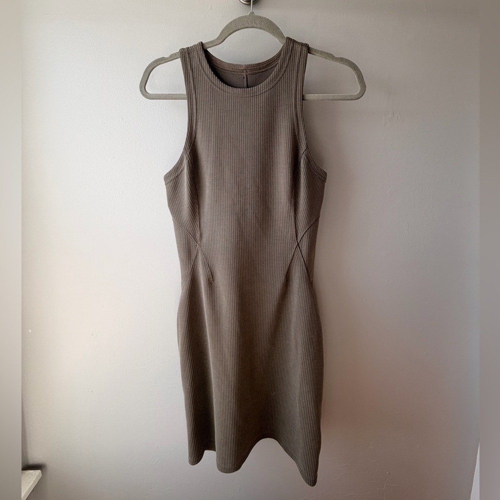 Lululemon Sleeveless Ribbed Midi Dress in Taupe
